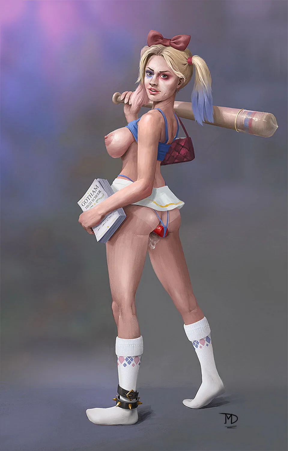 Harley Quinn Female Only Nipples Solo Big Breast Dildo Blonde Tits