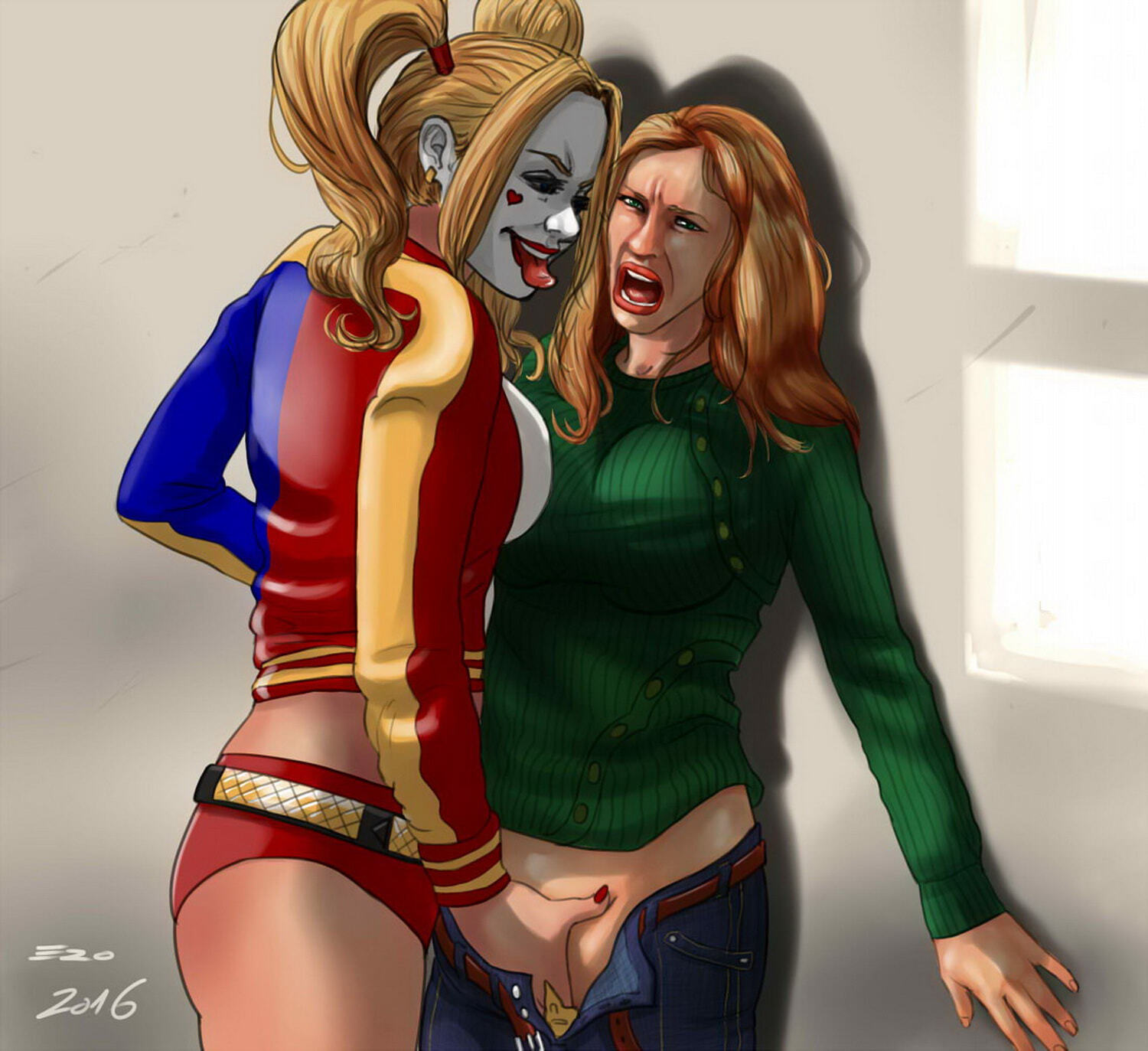 Harley Quinn Panties Blonde Lips Tits Legs Female Only Yuri