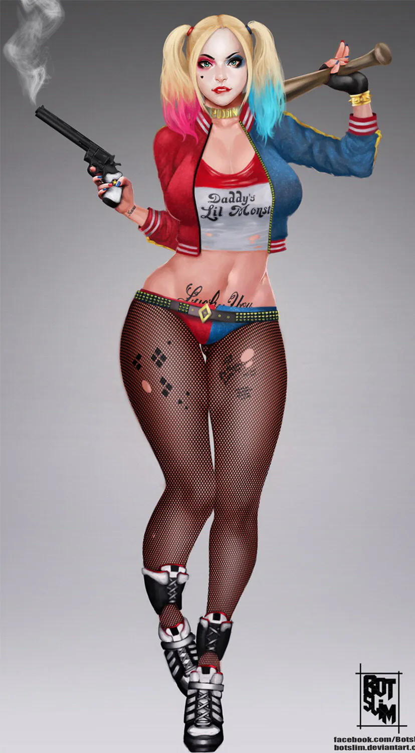 Harley Quinn Tits Fishnet Stockings Stockings Blonde Female Only