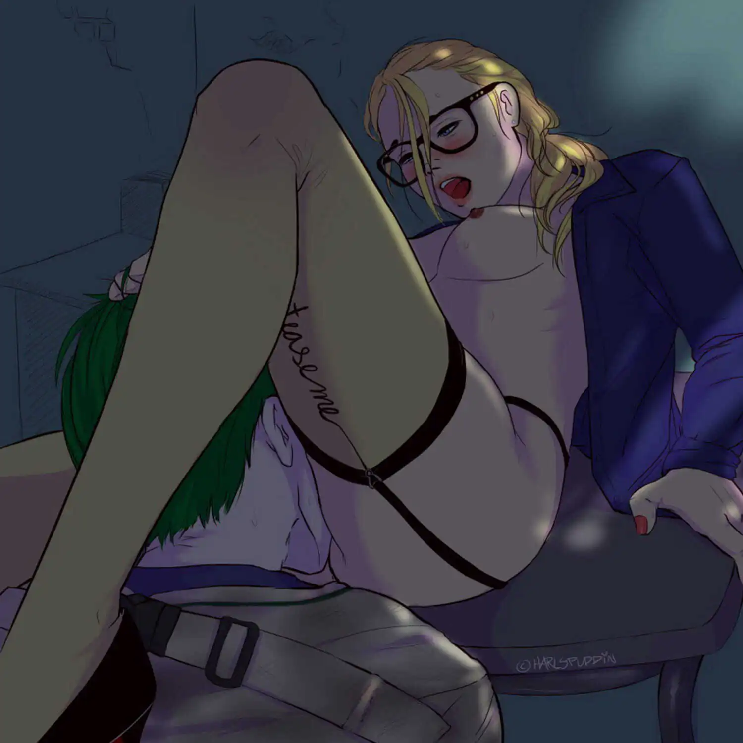 Harley Quinn Tits Stockings Blonde Nipples