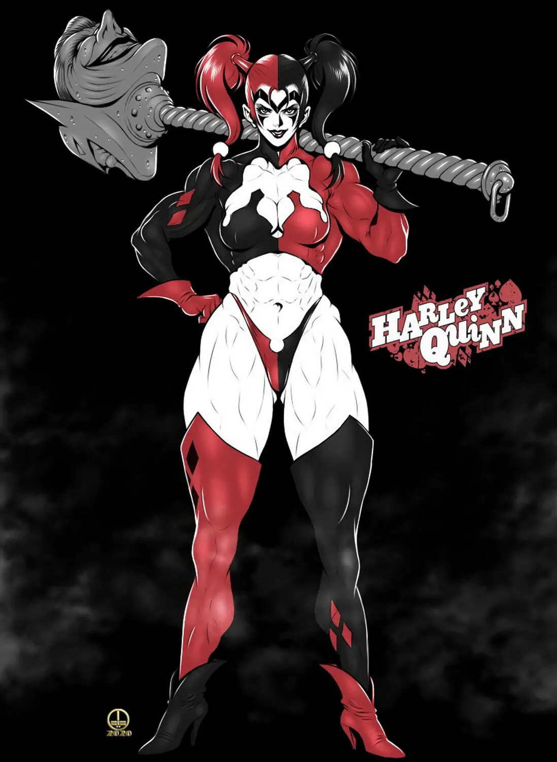 Joker and Harley Quinn Muscular Female Tits