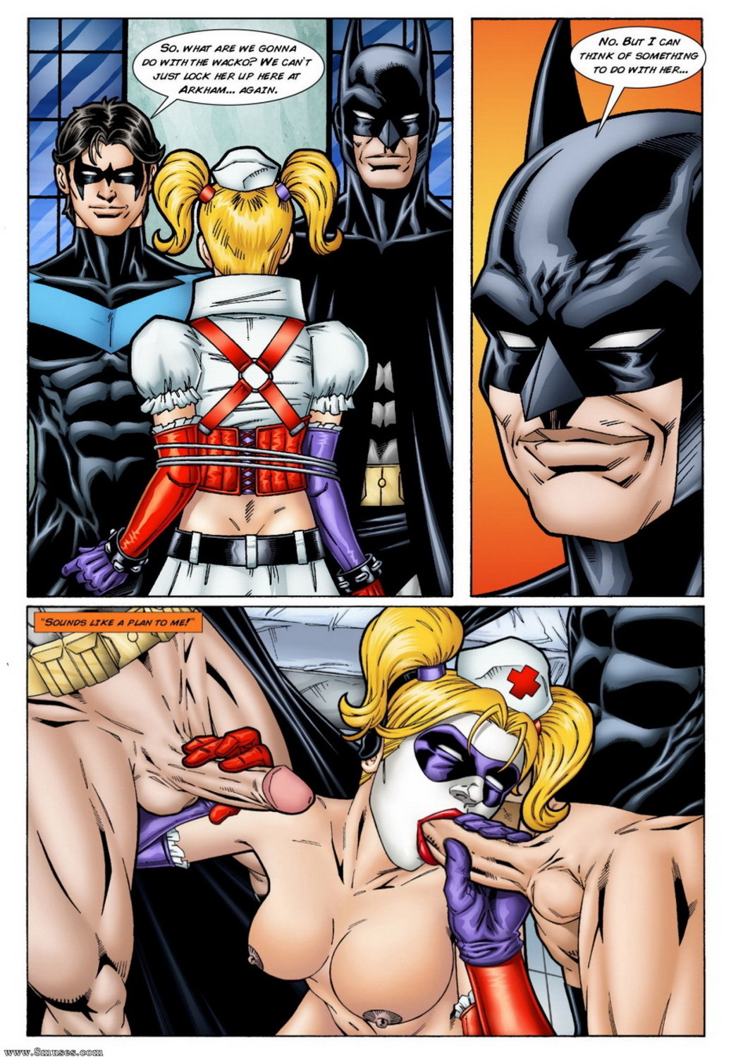 Nightwing and Dick Grayson Blonde Big Breast Oral Sex Hand On Penis