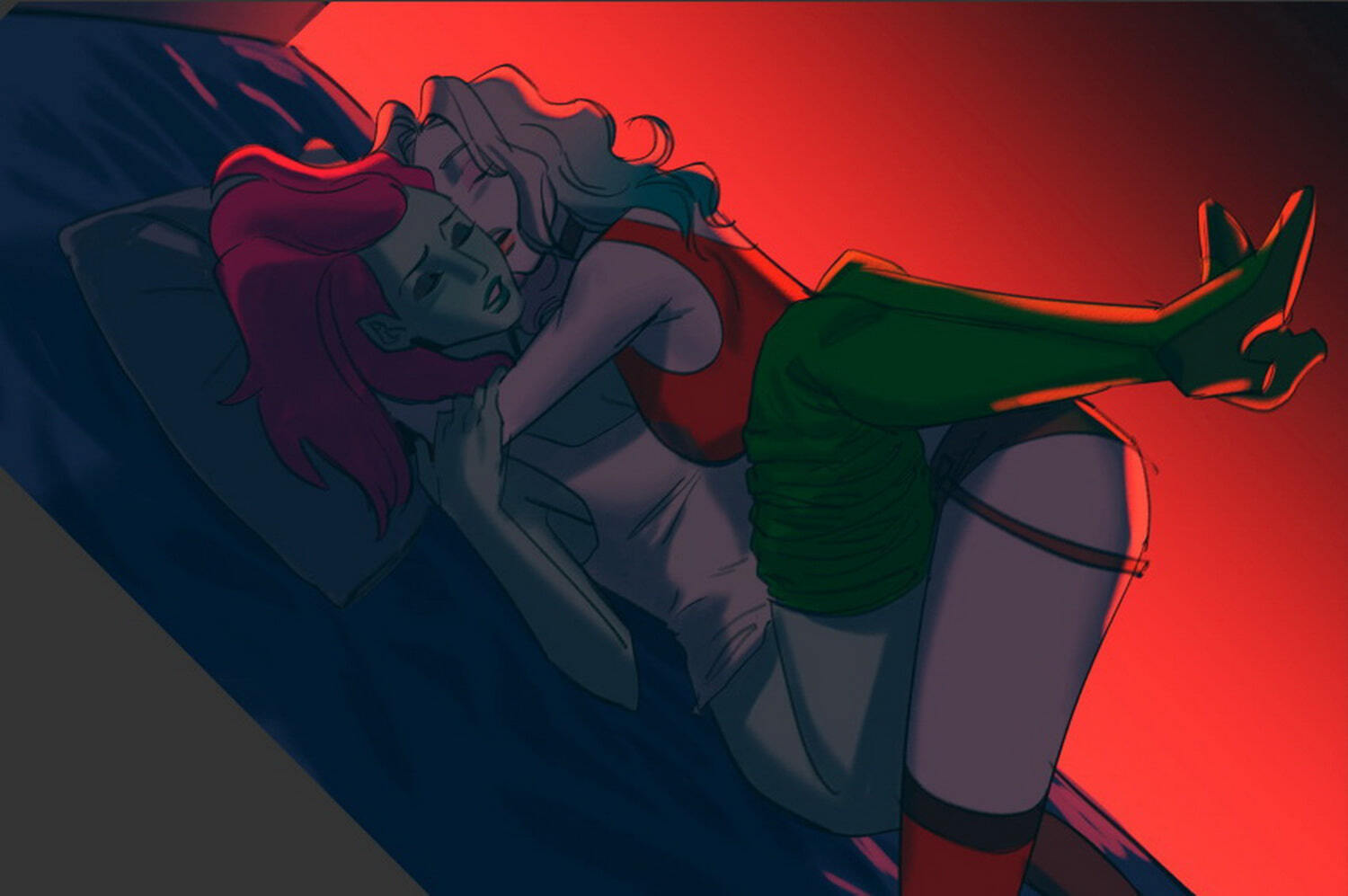 Poison Ivy and Harley Quinn Blonde Strap On Yuri Missionary Position