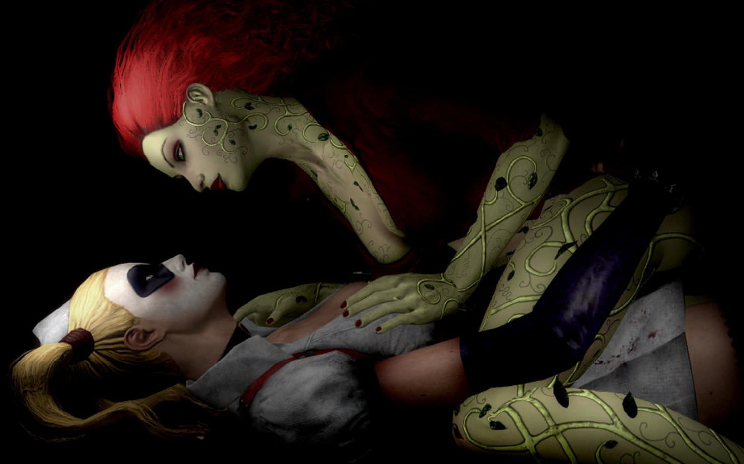 Poison Ivy and Harley Quinn Female Only Tits Yuri