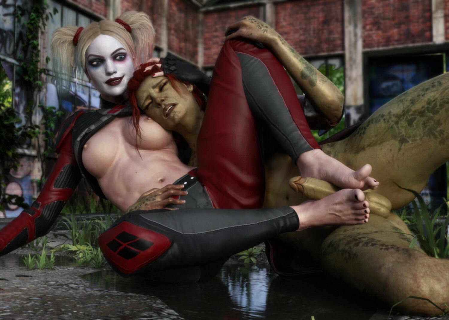 Poison Ivy and Harley Quinn Futa Feet