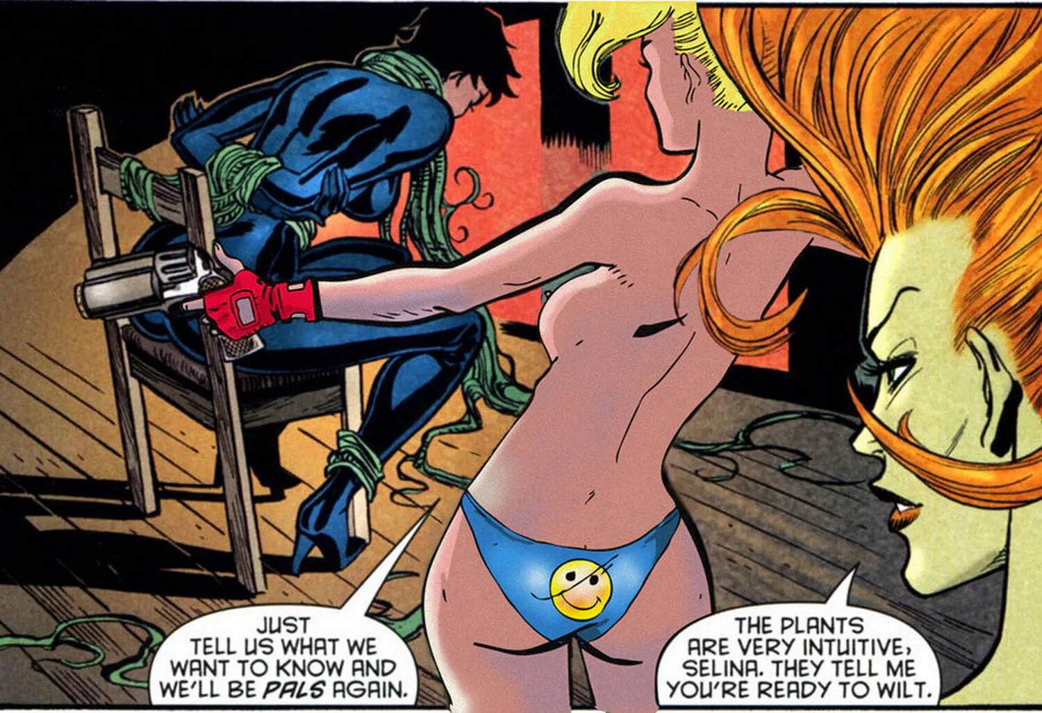 Selina Kyle and Harley Quinn Nipples Female Only Bondage
