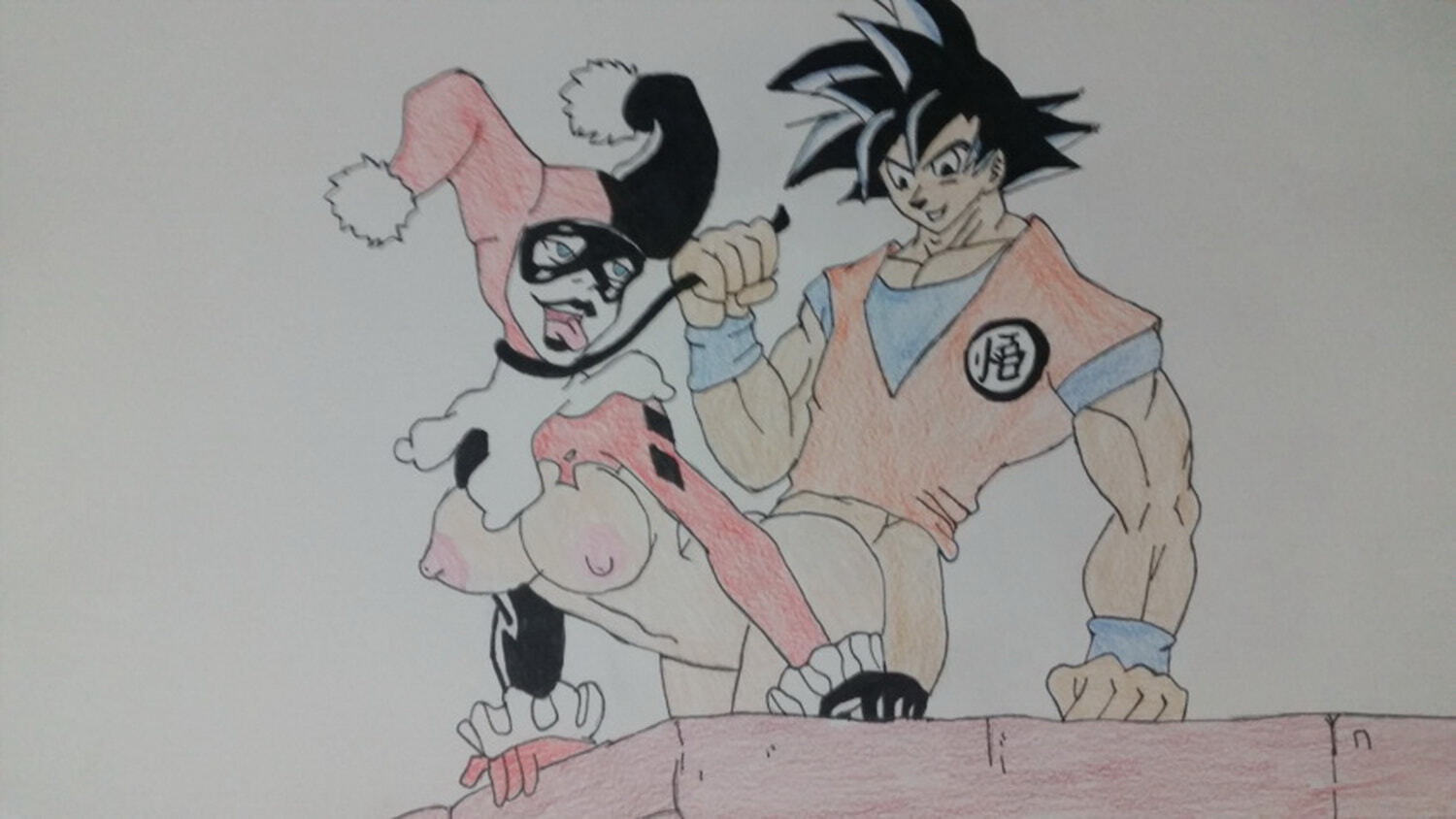 Son Goku and Harley Quinn Doggy Style Sex From Behind Muscular Sex