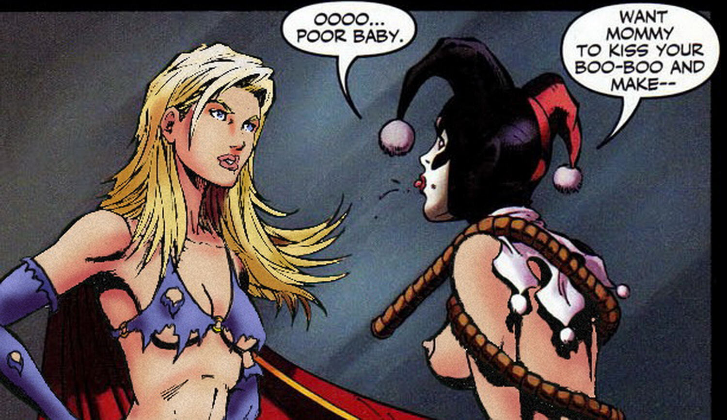 Supergirl and Harley Quinn Nipples Blonde Tits