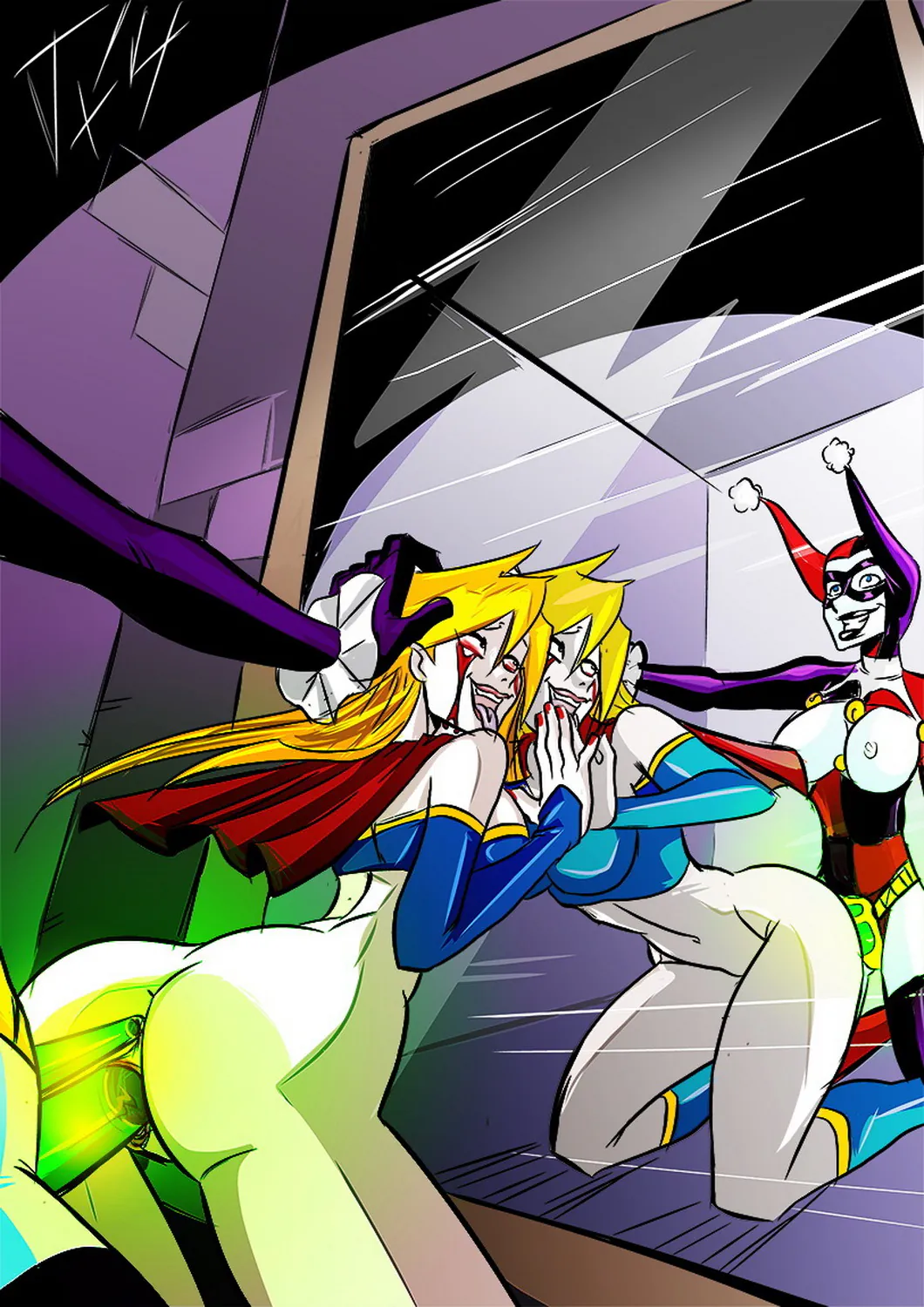 Supergirl and Harley Quinn Strap On Torture Pussy Yuri Anal Dildo
