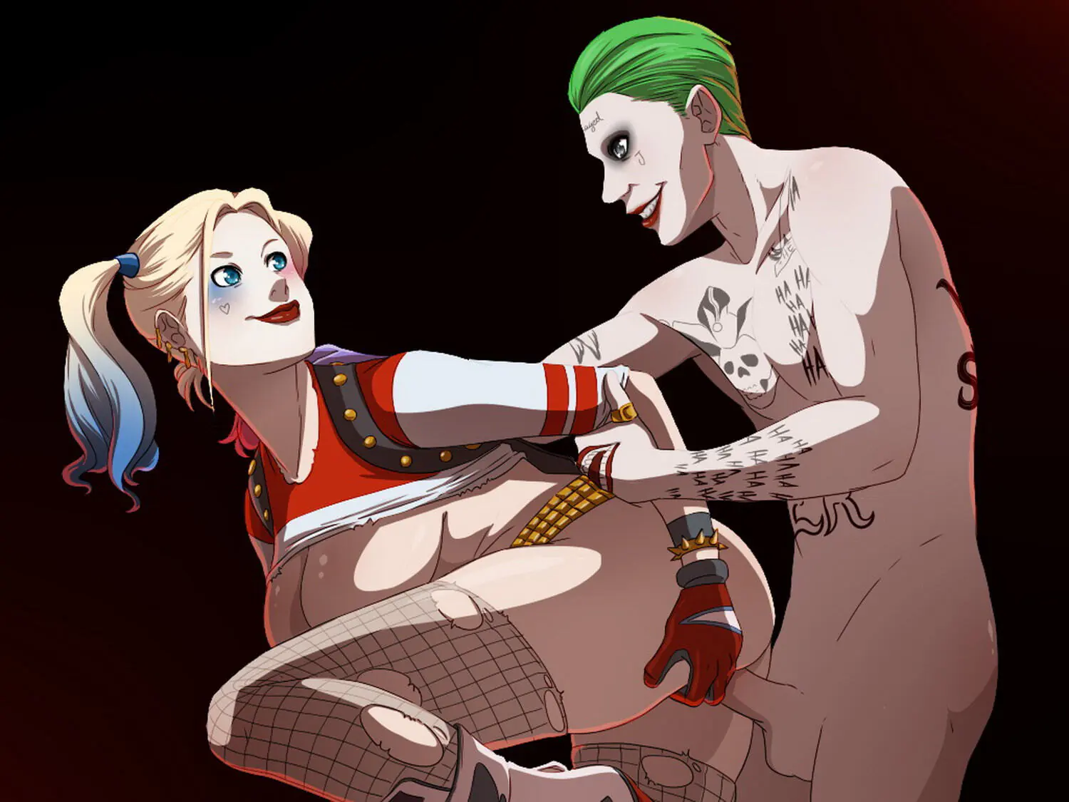 Harley Quinn Sex Blonde Tits Fishnet Stockings Penis