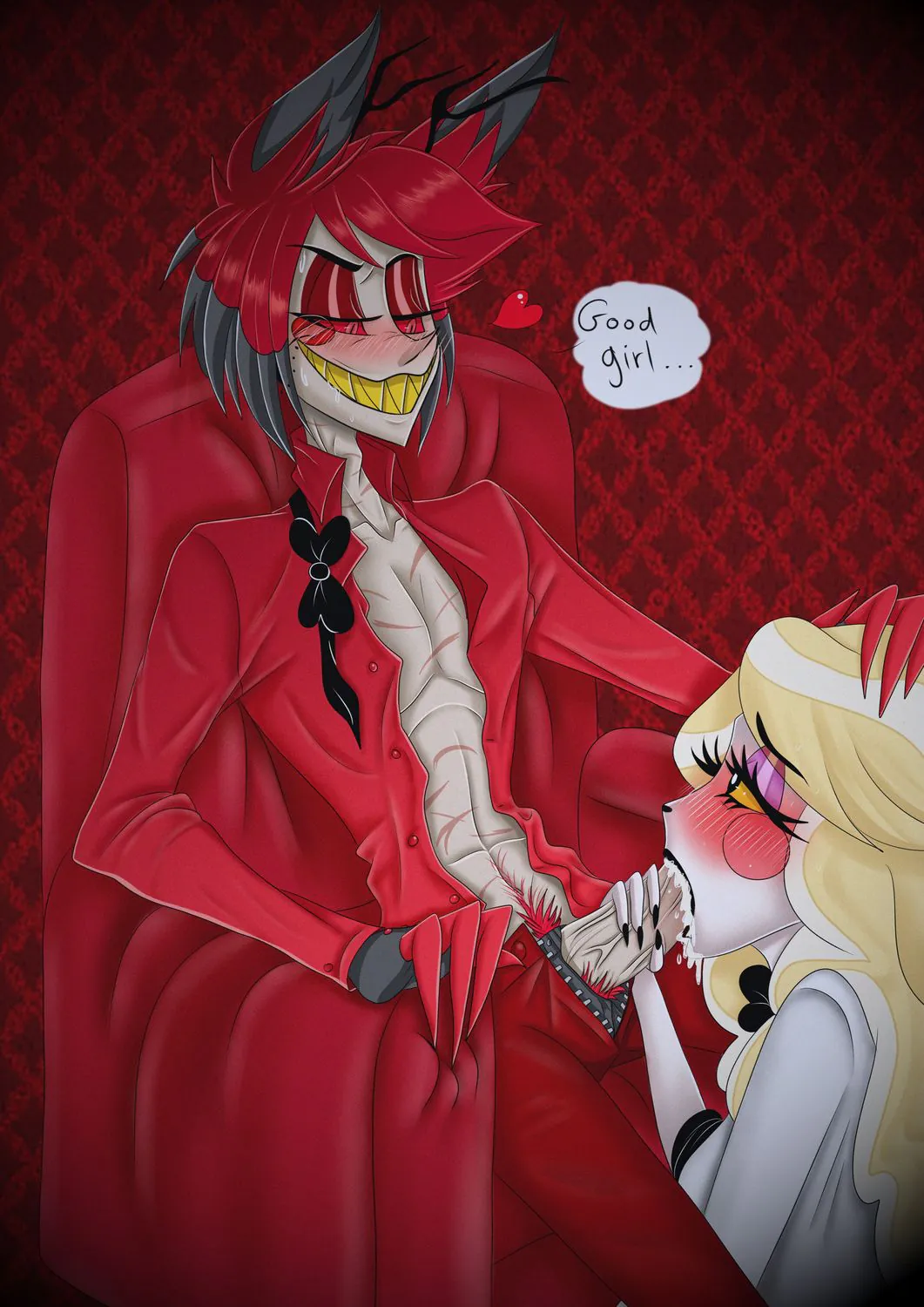 Alastor Hazbin Hotel and Charlie Morningstar Hazbin Hotel Blowjob