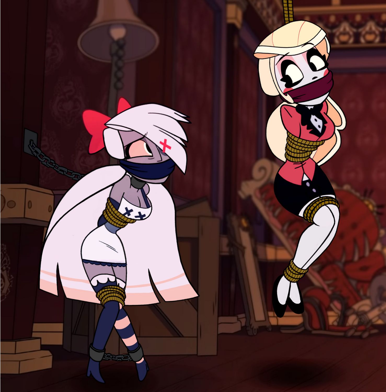 Charlie Morningstar Hazbin Hotel and Vaggie Hazbin Hotel Gagged