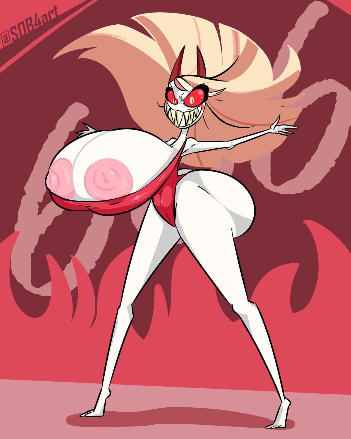 Charlie Morningstar Hazbin Hotel Nipples Busty Swimsuit Solo Curvy