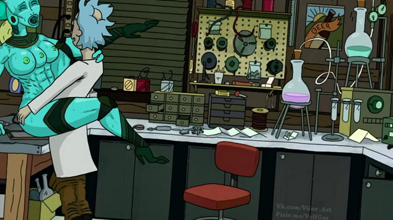 Keara (Rick and Morty) and Rick Sanchez Penetration Pussy Alien Tits