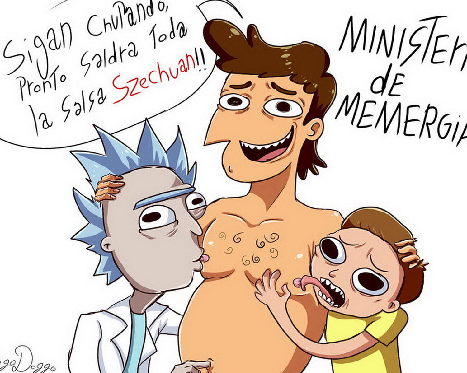 Rick Sanchez and Morty Smith Nipple Sucking Hairy Licking