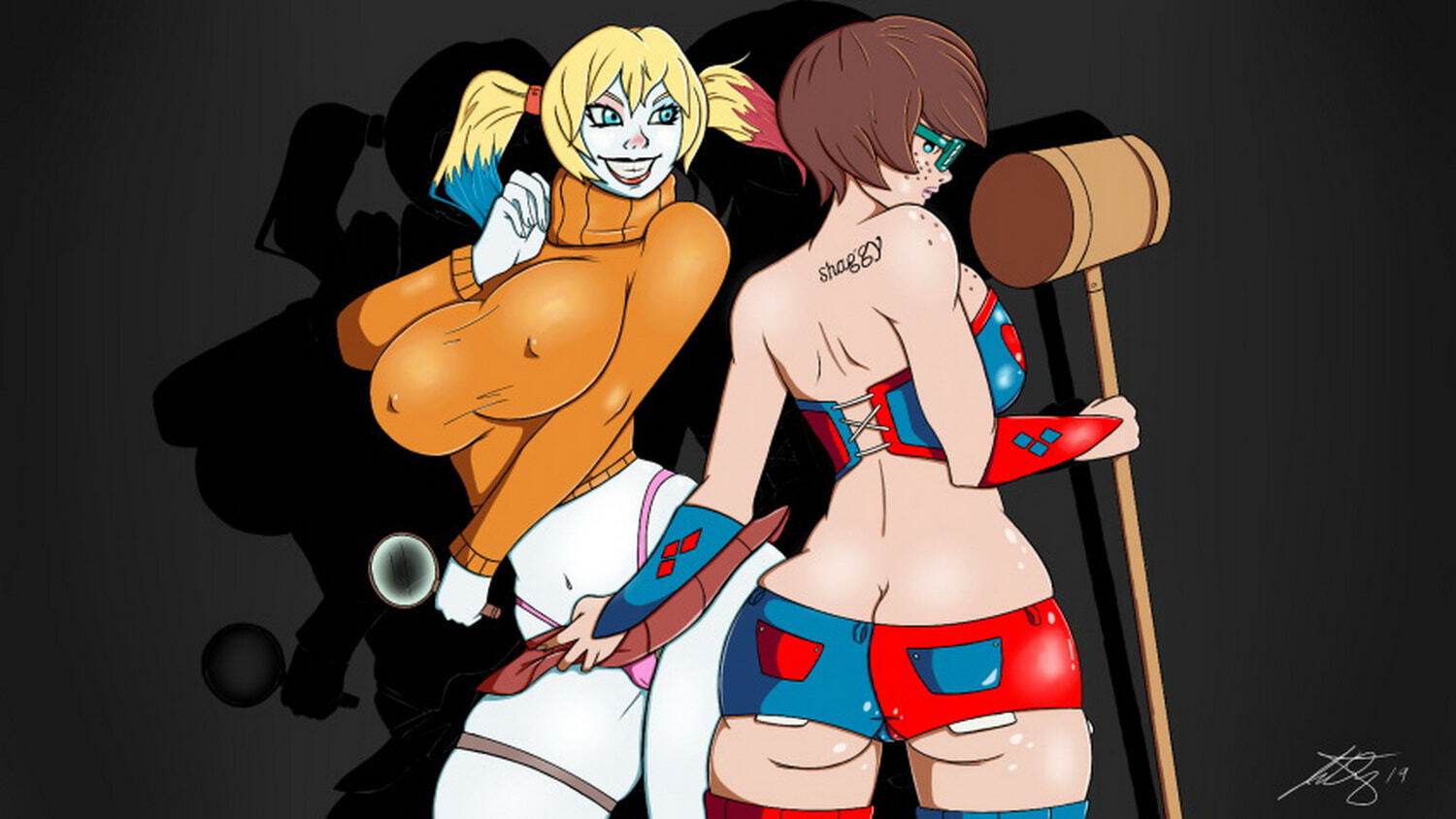 Velma Dinkley and Harley Quinn Hyper Butt Round Ass Big Breast