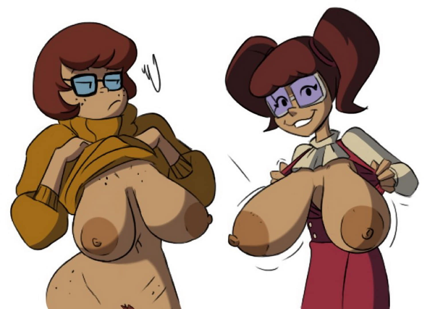 Velma Dinkley and Madelyn Dinkley Big Breast Exposed Breasts