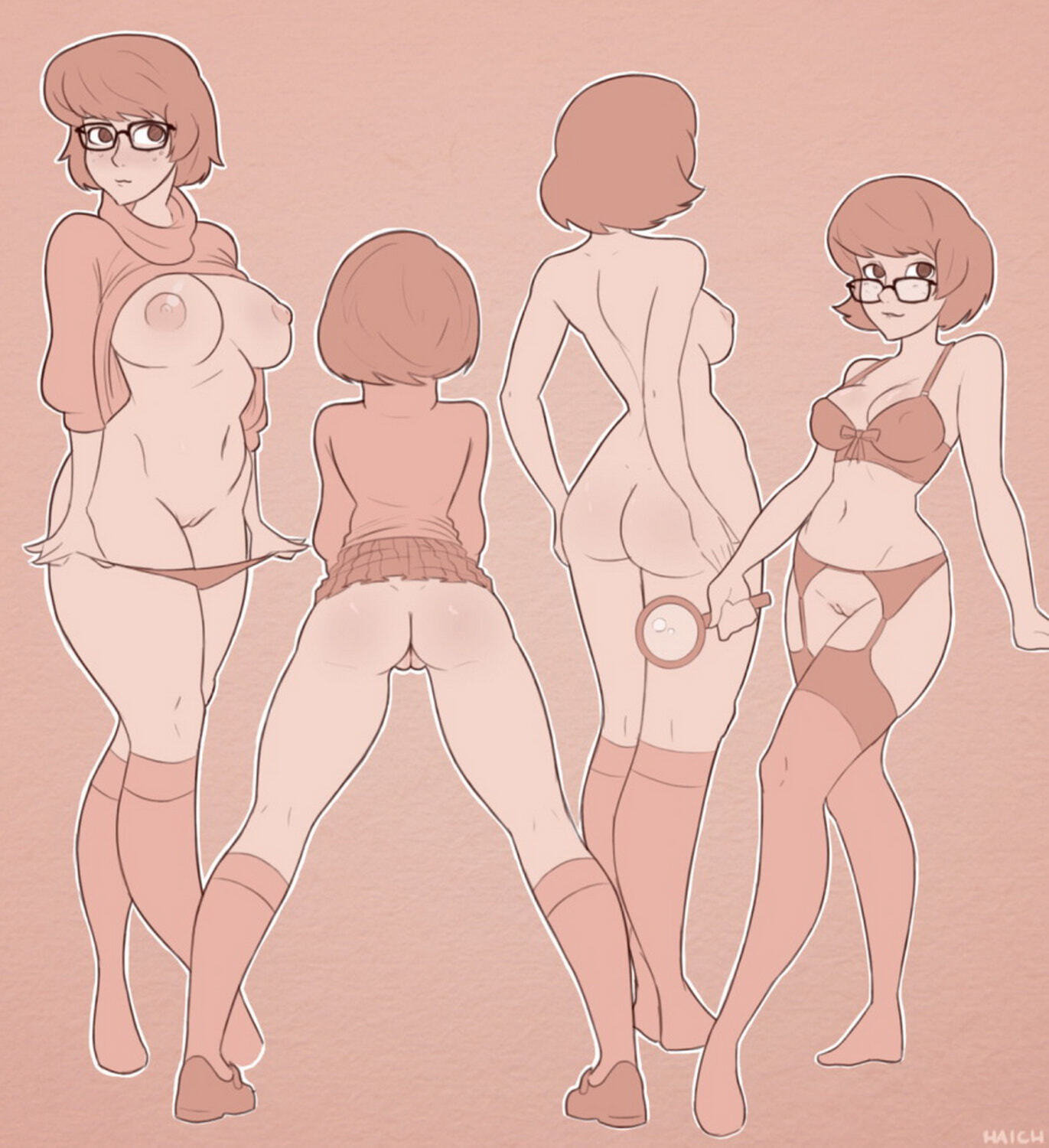 Velma Dinkley Pussy Hand On Butt Panties Female Only No Panties Legs