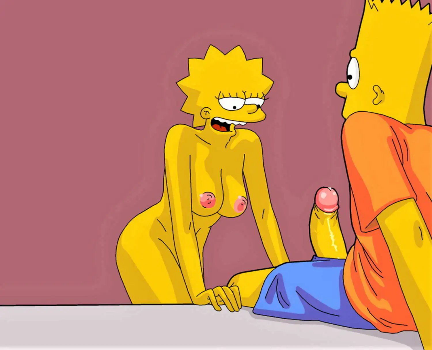 Bart Simpson and Lisa Simpson Tits Erect Nipples Erect Penis Nude