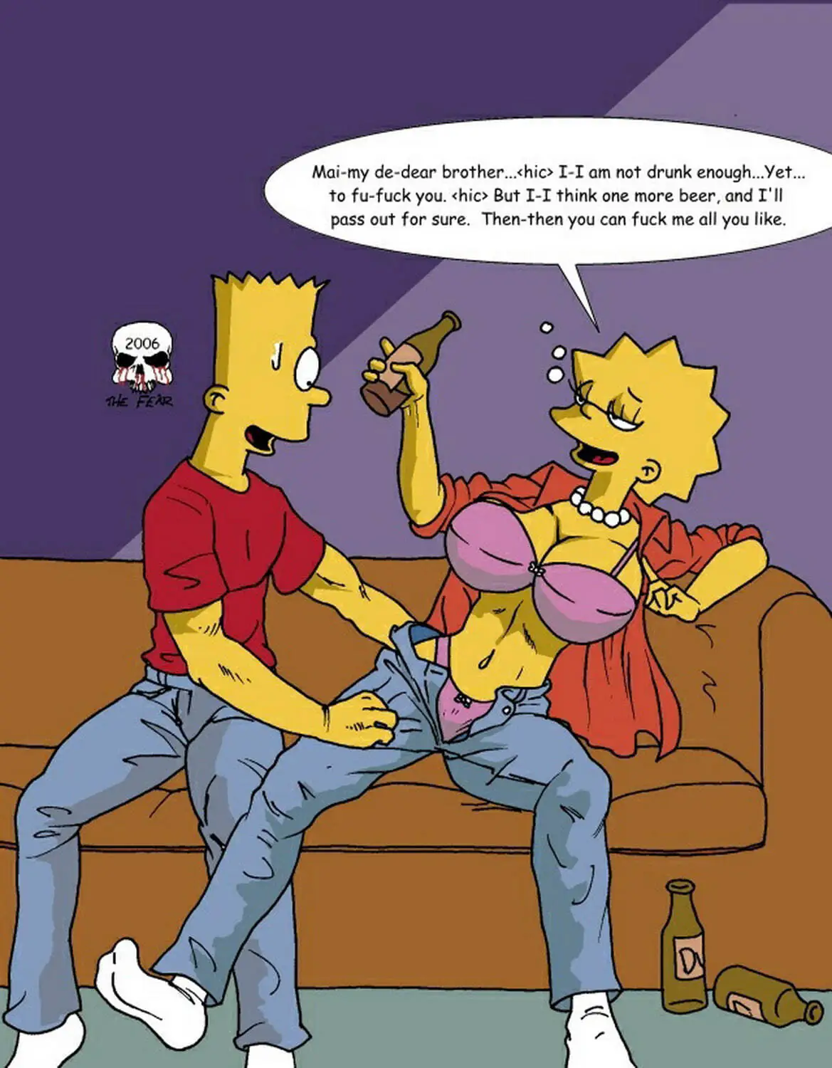 Bart Simpson and Lisa Simpson Tits Panties Drunk Sex