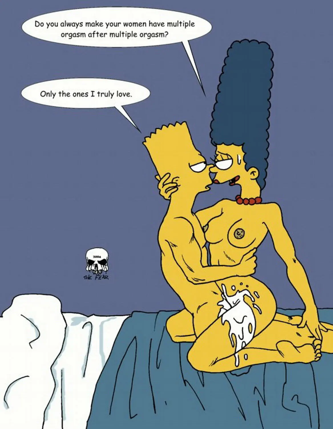Bart Simpson and Marge Simpson Cum Nude Cowgirl