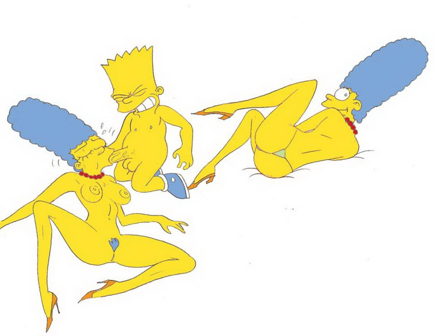 Bart Simpson and Marge Simpson Oral Nipples Tits Penis Pubic Hair