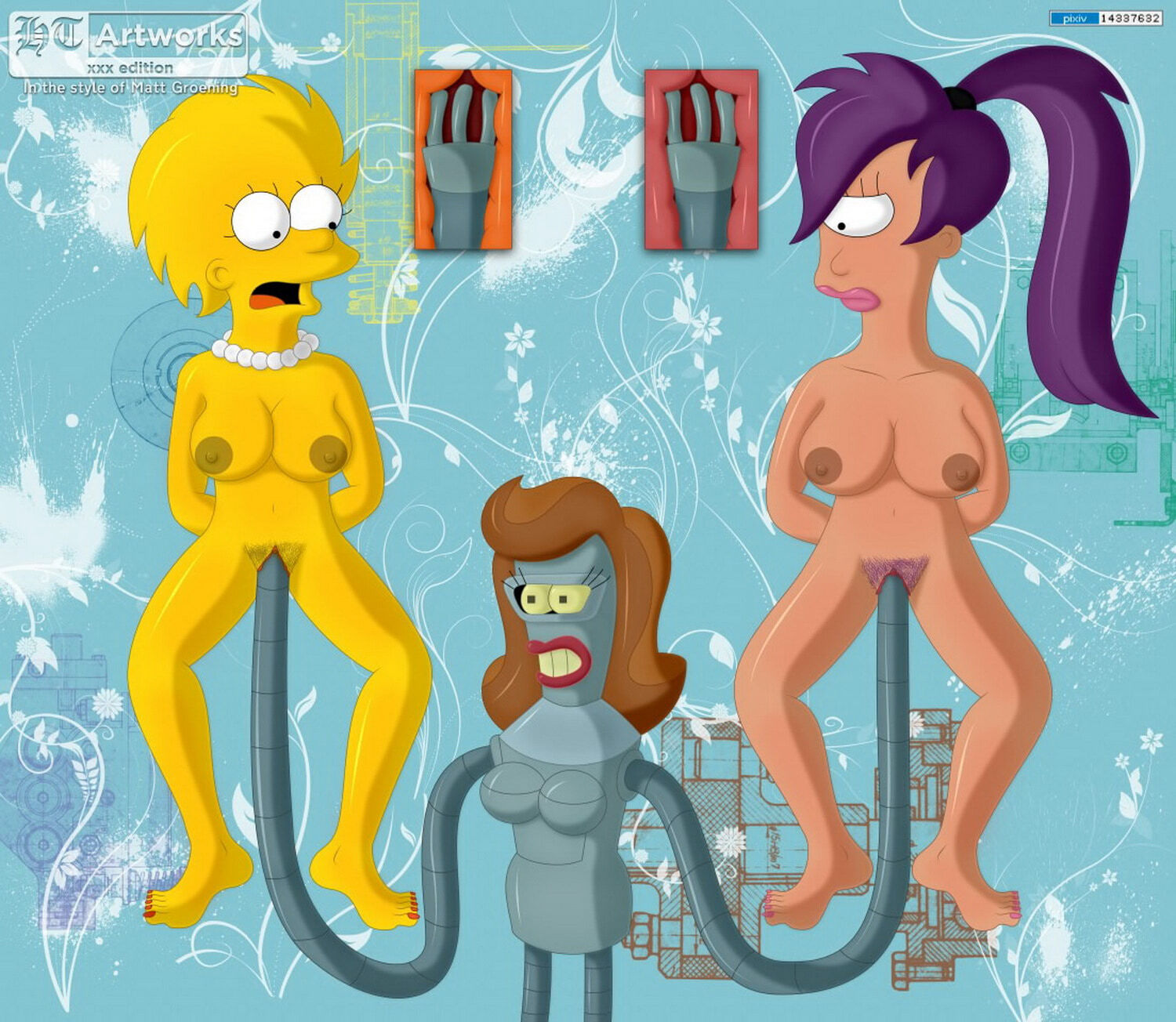 Bender Bending Rodriguez and Lisa Simpson Clit Tits Pussy Pubic Hair