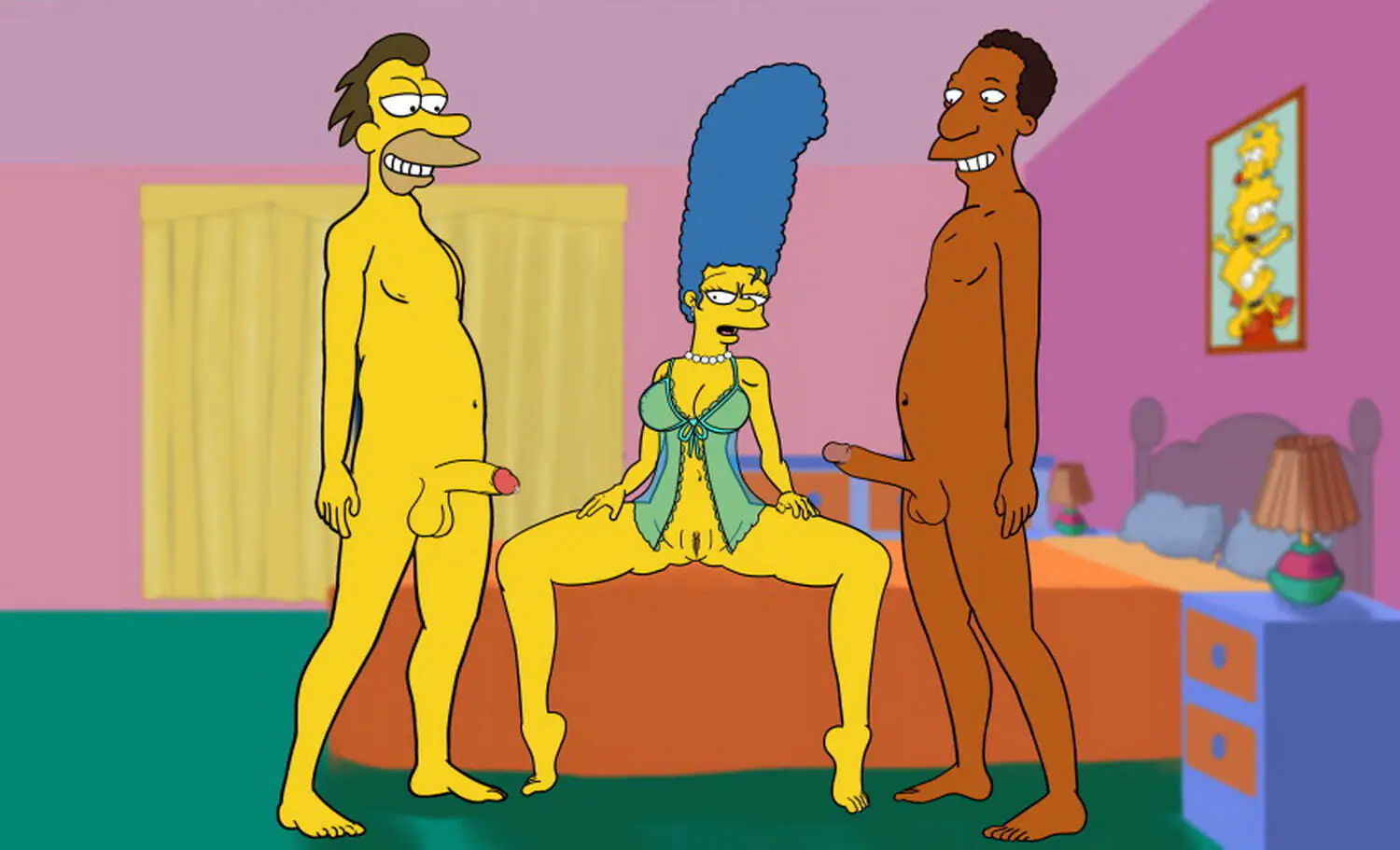 Carl Carlson and Lenny Leonard Shaved Pussy Erect Penis Tits