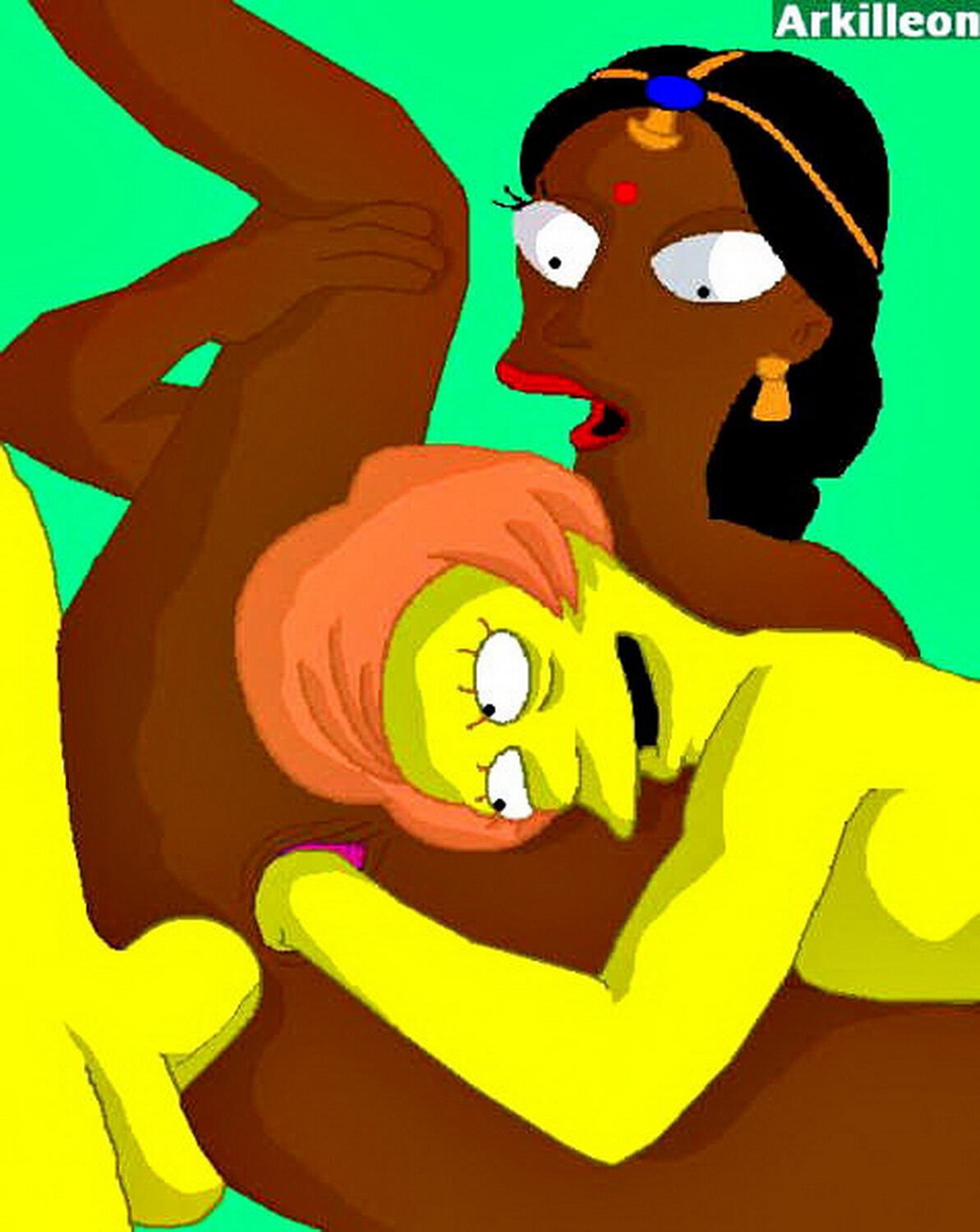 Edna Krabappel and Manjula Nahasapeemapetilon Fisting