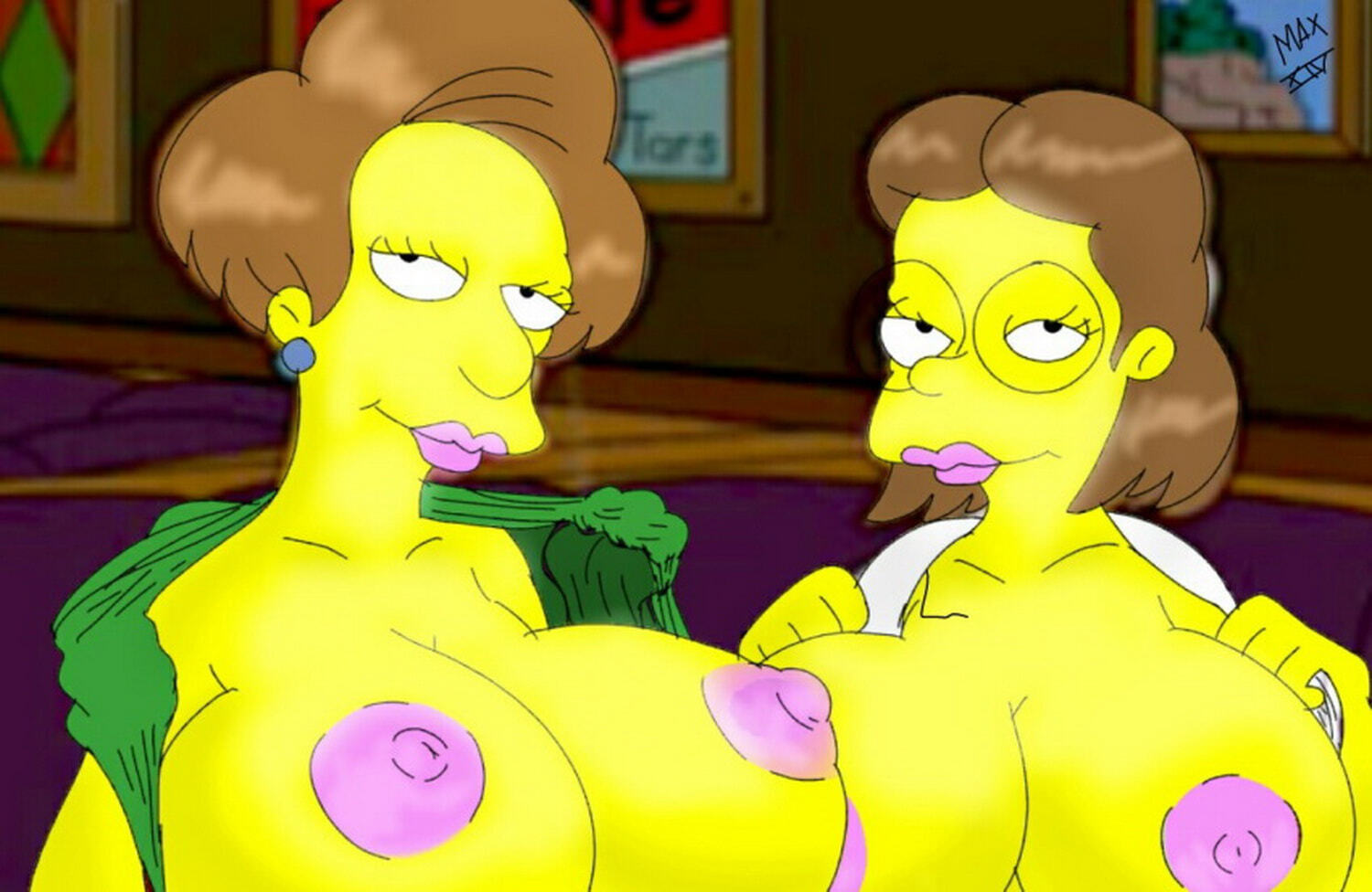 Elizabeth Hoover and Edna Krabappel Hentai XXX