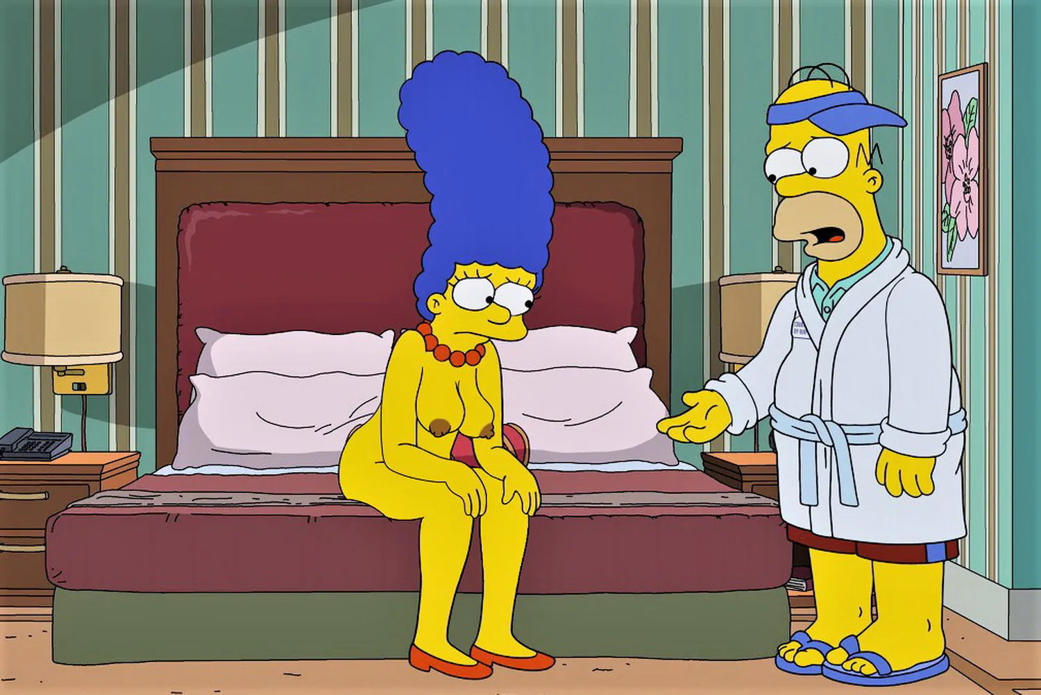 Homer Simpson and Marge Simpson Erect Nipples Tits Nude