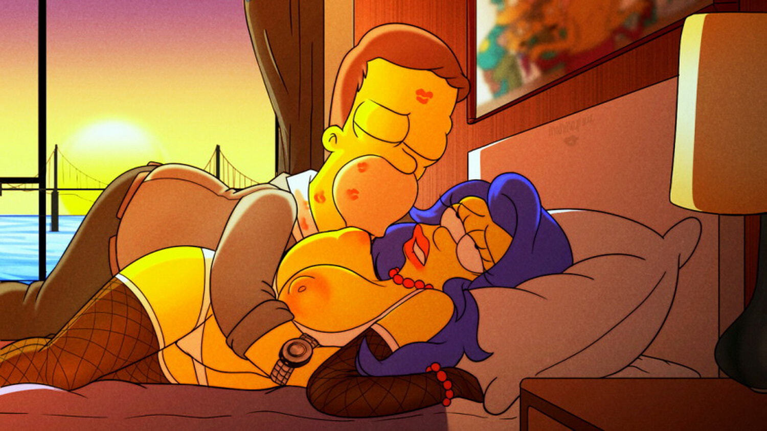 Homer Simpson and Marge Simpson Erect Nipples Tits Panties