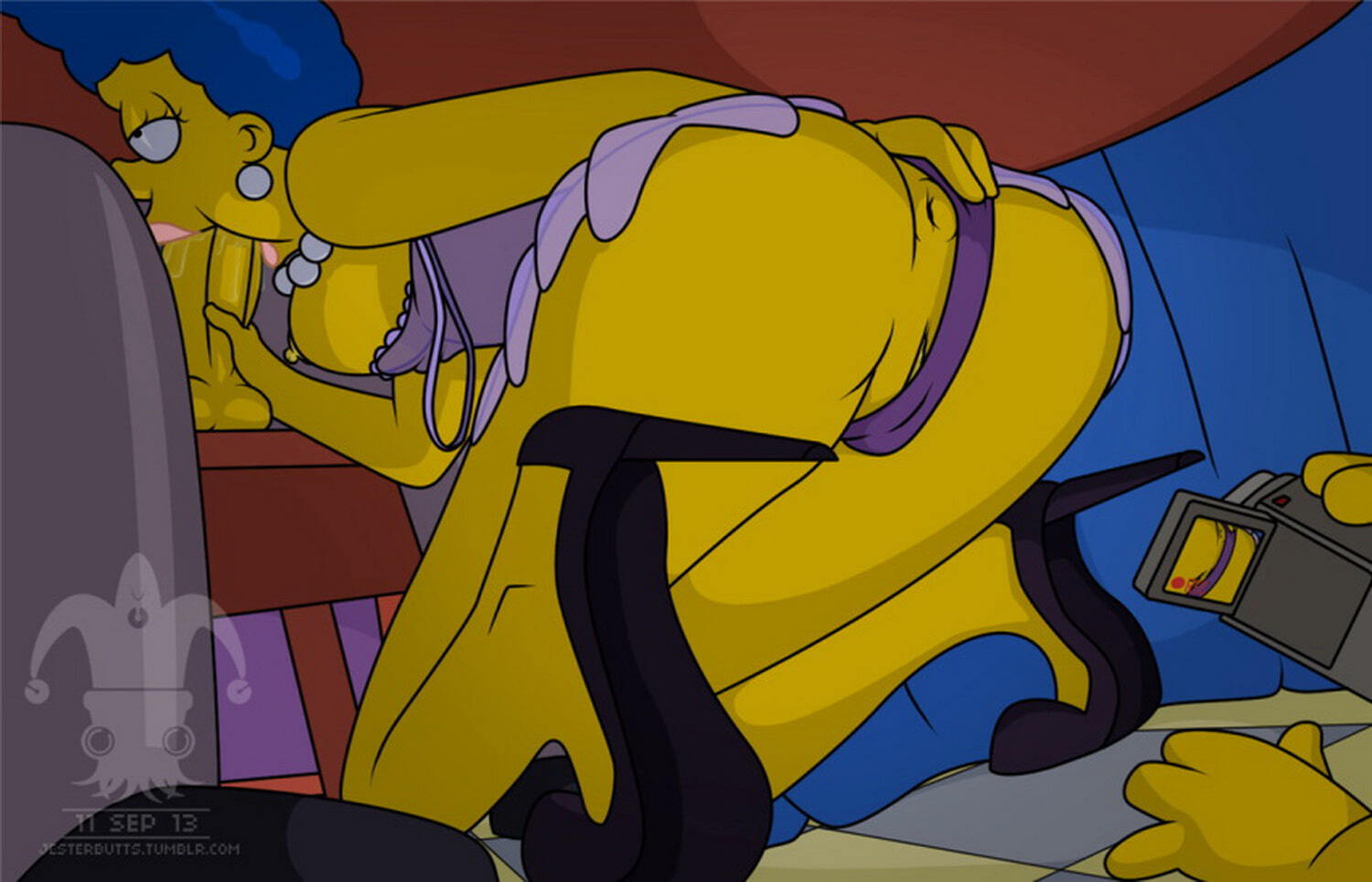 Homer Simpson and Marge Simpson Nude Oral