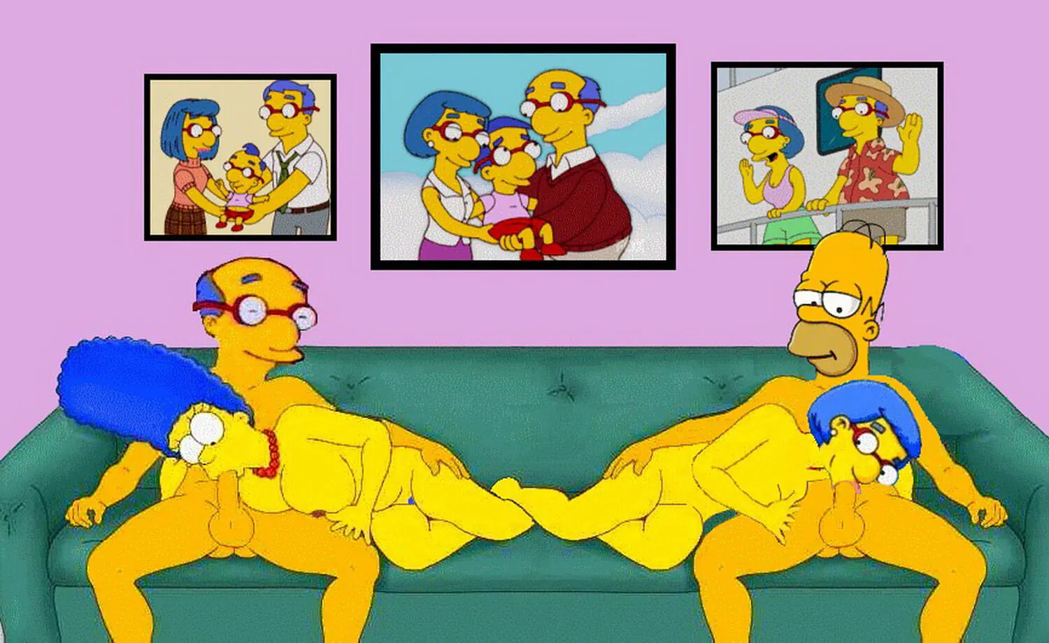 Homer Simpson and Marge Simpson Pussy Nipples Tits Penis Oral