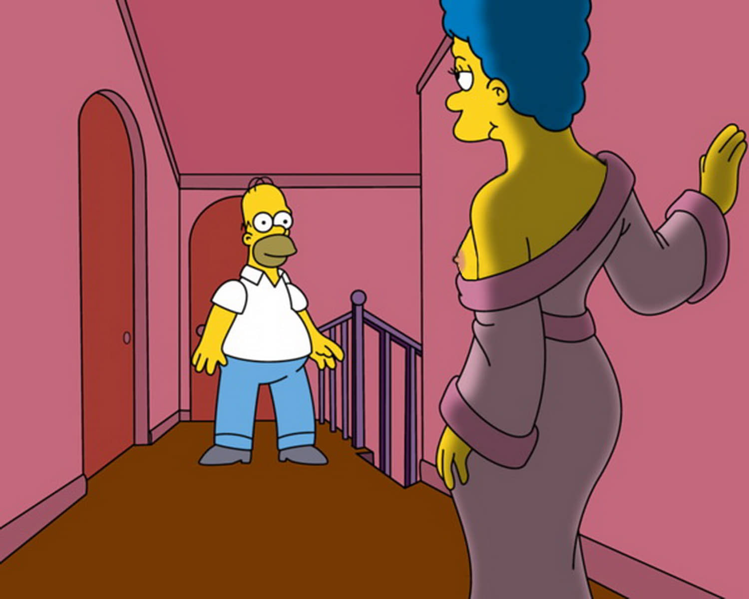 Homer Simpson and Marge Simpson Tits Nipples Chubby Exposed Breasts