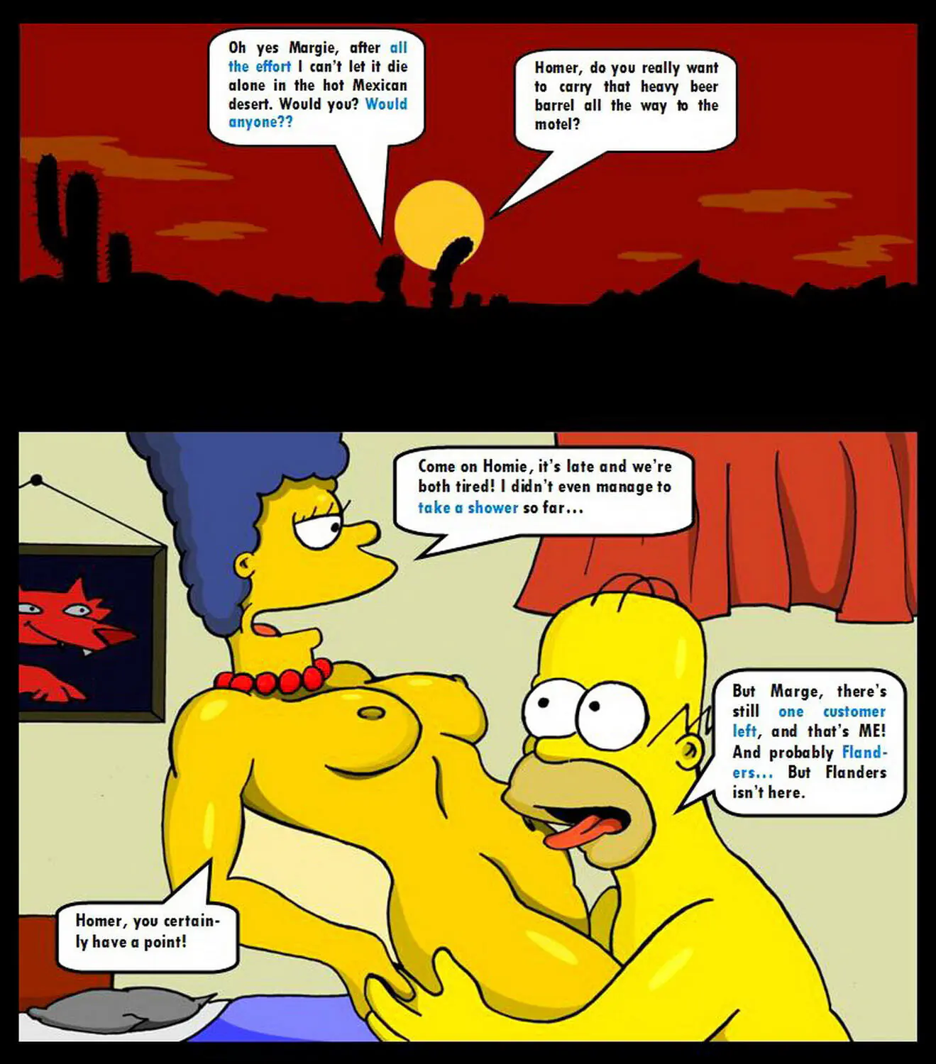 Homer Simpson and Marge Simpson Tits Nipples Nude