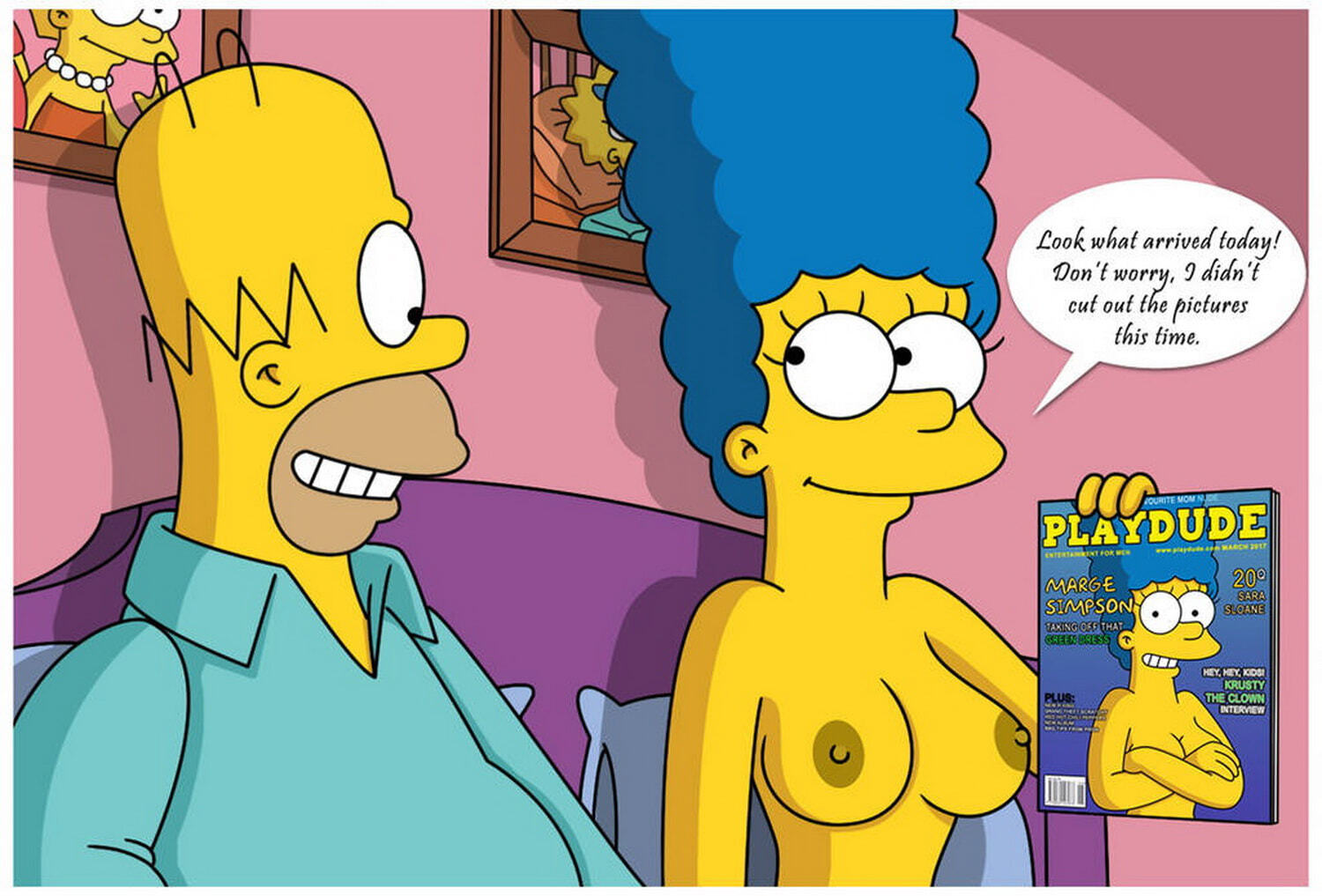 Homer Simpson and Marge Simpson Tits Nipples Topless