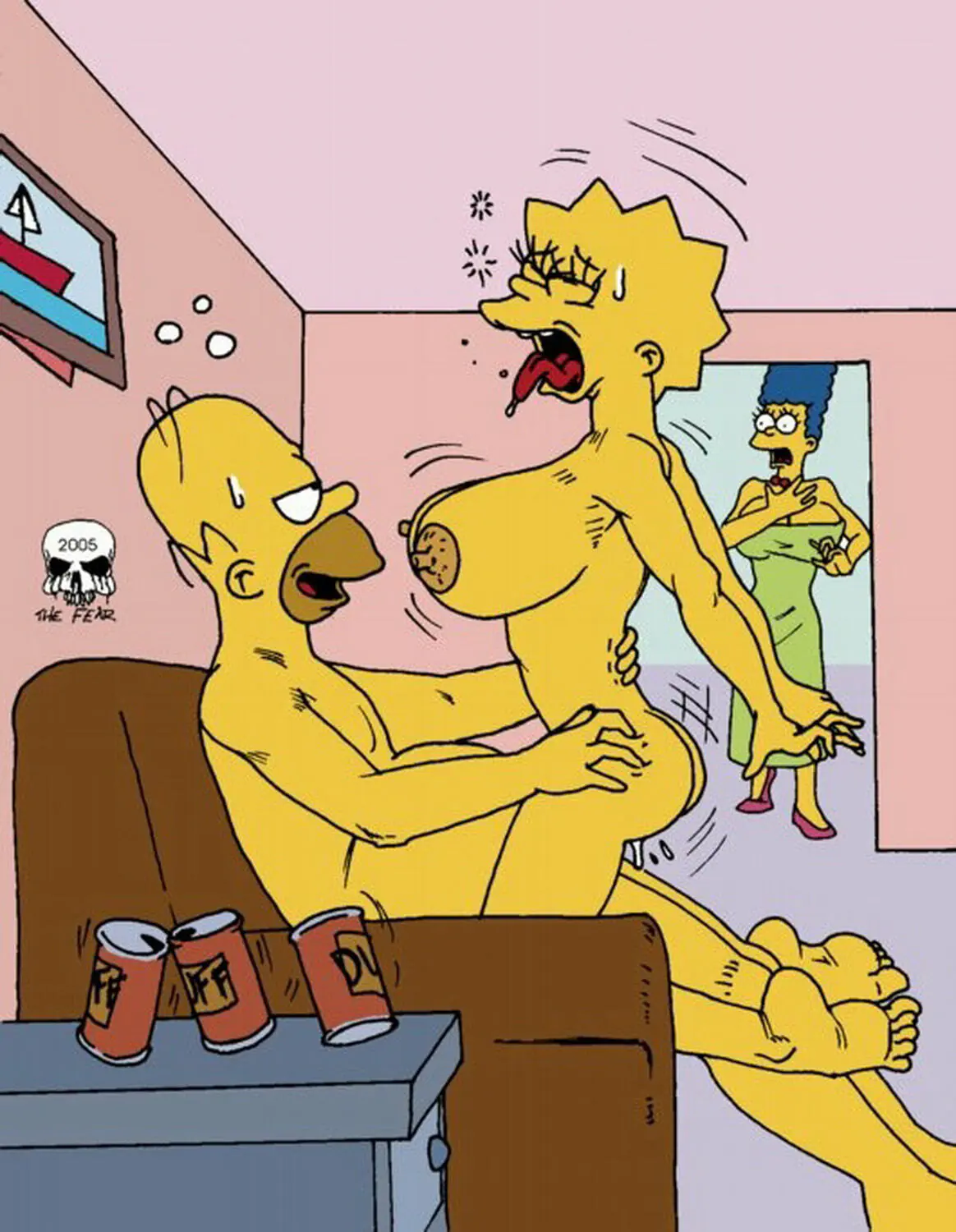 Homer Simpson and Marge Simpson Tits Nude Cowgirl Cheating