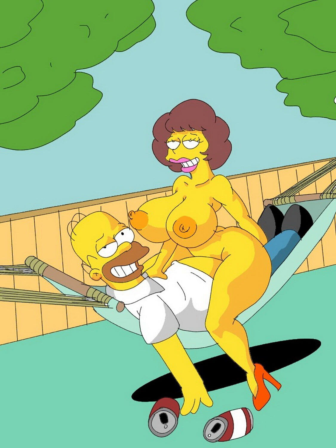 Homer Simpson and Maude Flanders Erect Nipples Big Breast Nipples