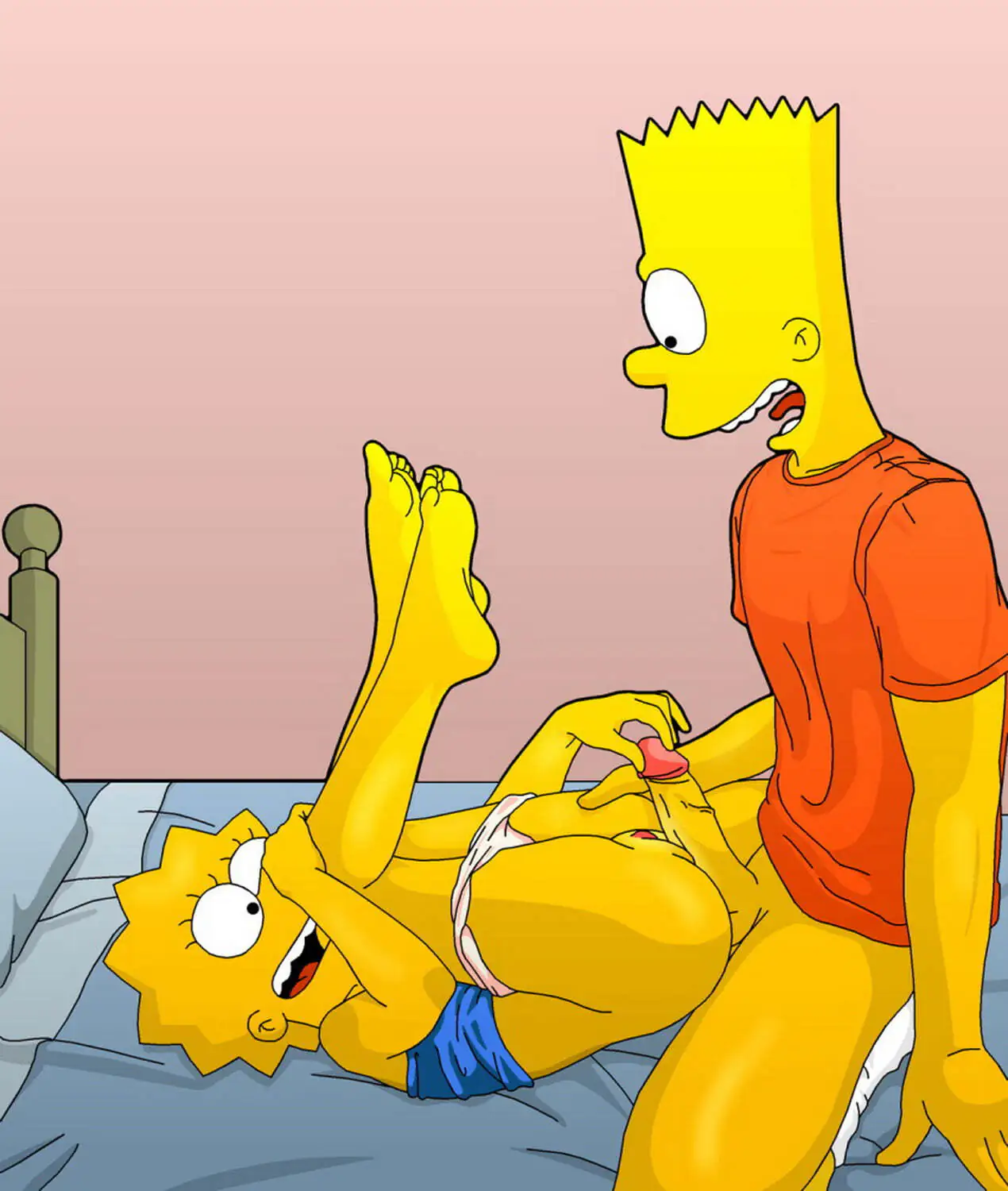 Lisa Simpson and Bart Simpson Legs Up Shaved Pussy Erect Penis