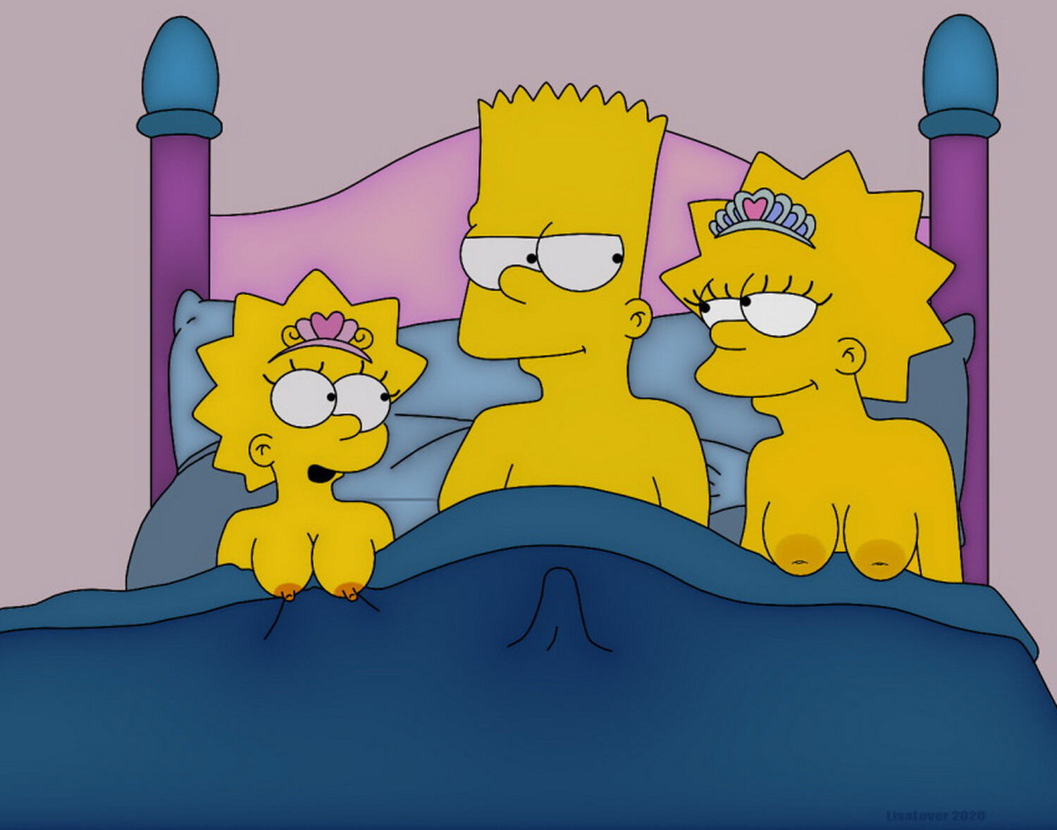 Maggie Simpson and Lisa Simpson Inverted Nipples Threesome Big Breast