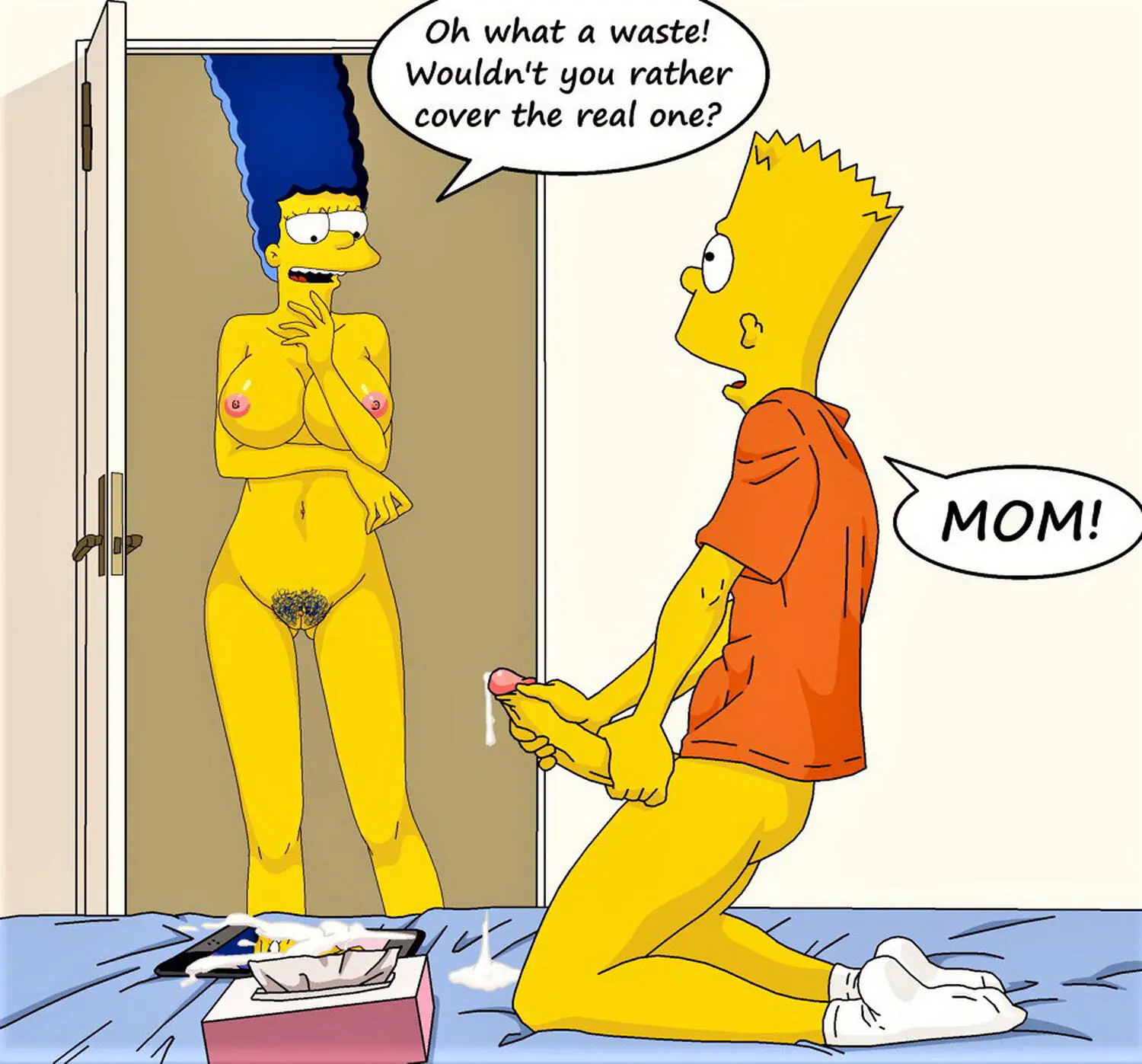 Marge Simpson and Bart Simpson Erect Penis Pussy Cum Tits