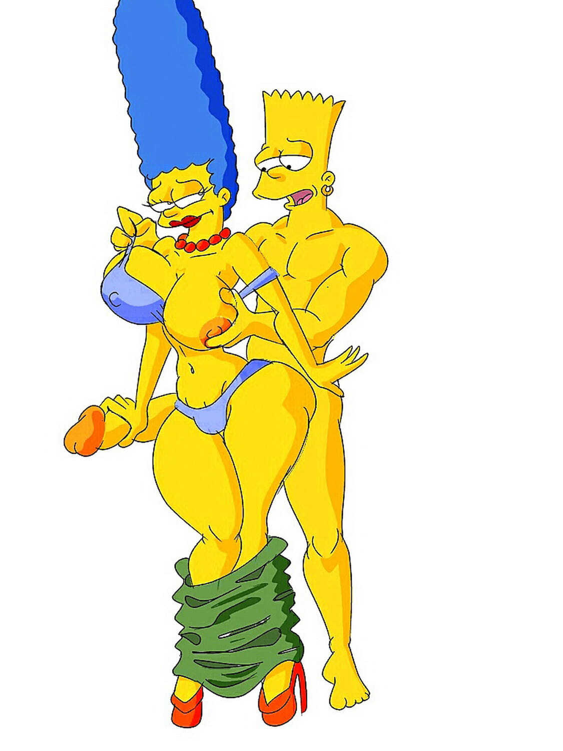 Marge Simpson and Bart Simpson Hand On Penis Panties Huge Penis