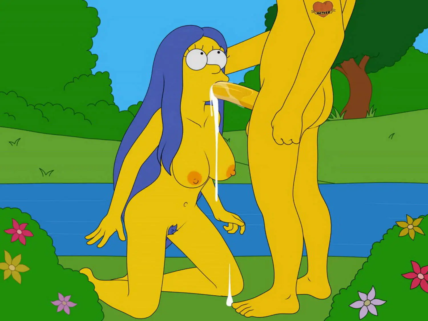Marge Simpson and Bart Simpson Nude Big Breast Tits Oral Milf
