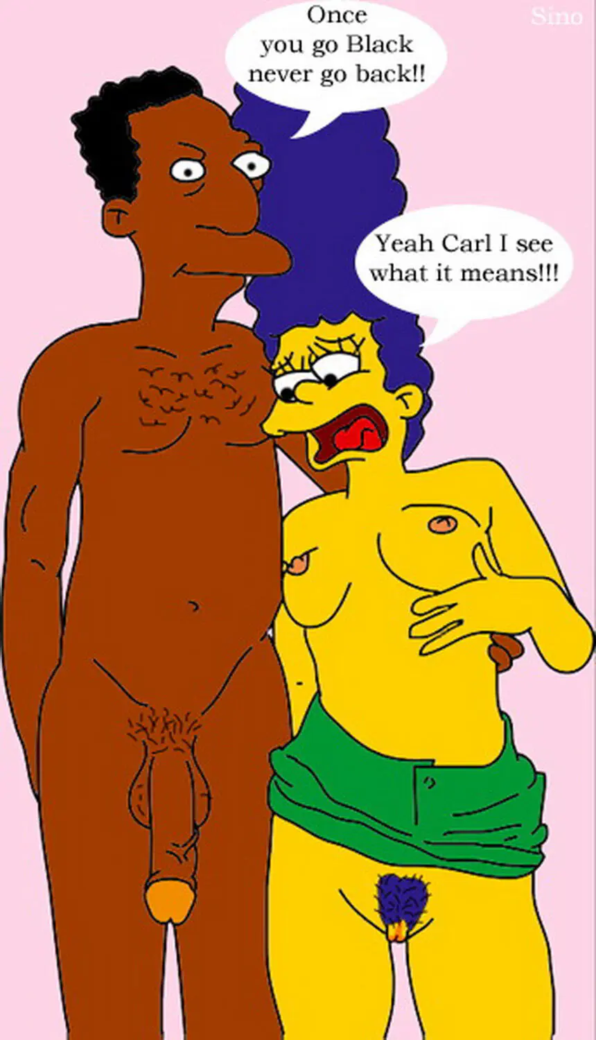 Marge Simpson and Carl Carlson Hentai XXX