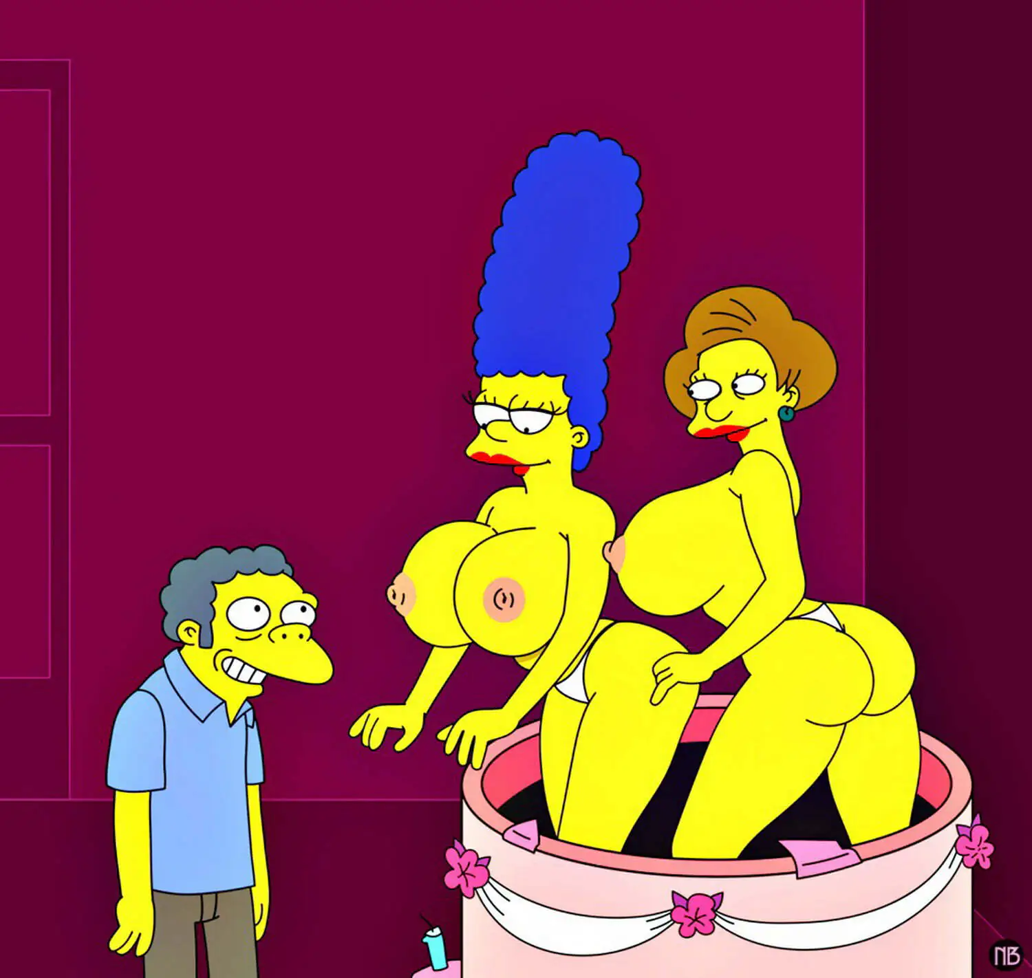 Marge Simpson and Edna Krabappel Tits Big Breast