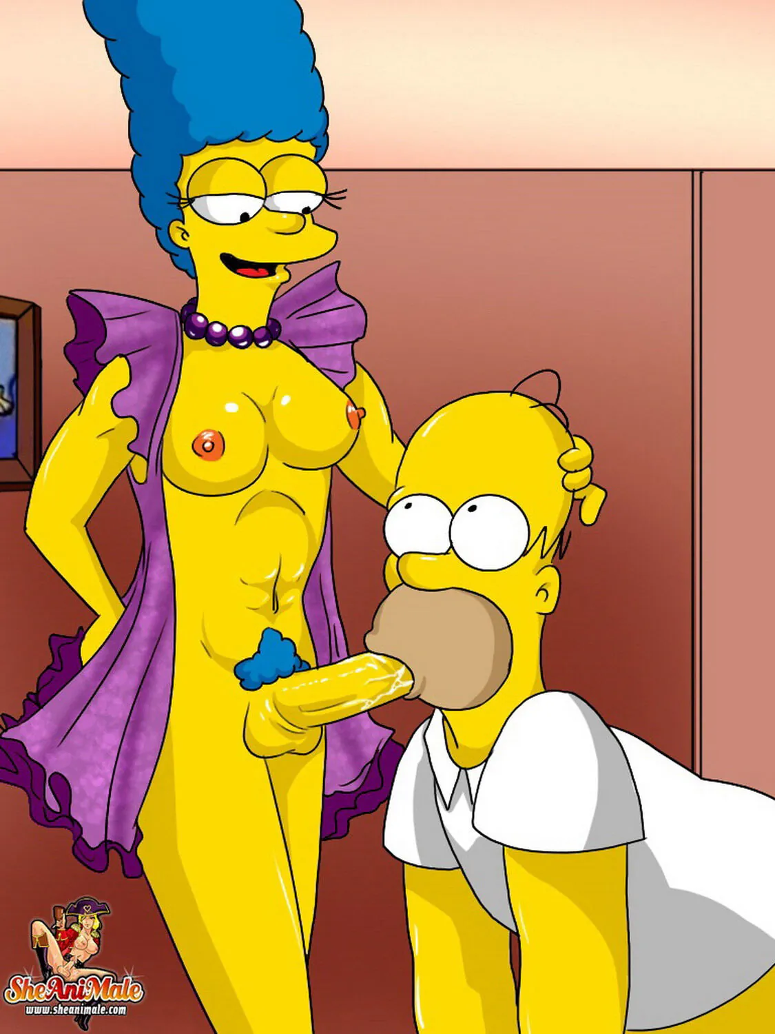 Marge Simpson and Homer Simpson Intersex Tits Futanari Oral Penis