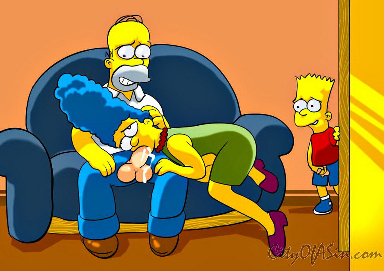 Marge Simpson and Homer Simpson Oral Cum