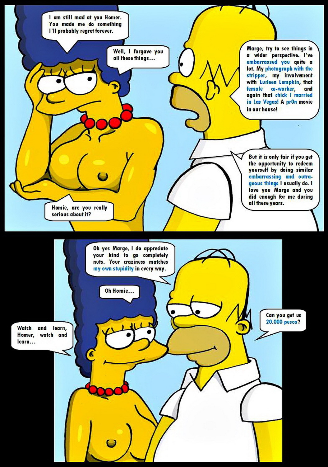 Marge Simpson and Homer Simpson Tits Nipples Dirty