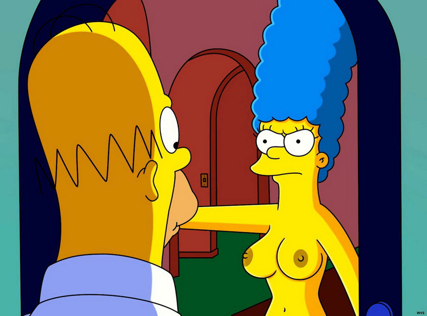 Marge Simpson and Homer Simpson Tits Nipples Drawing